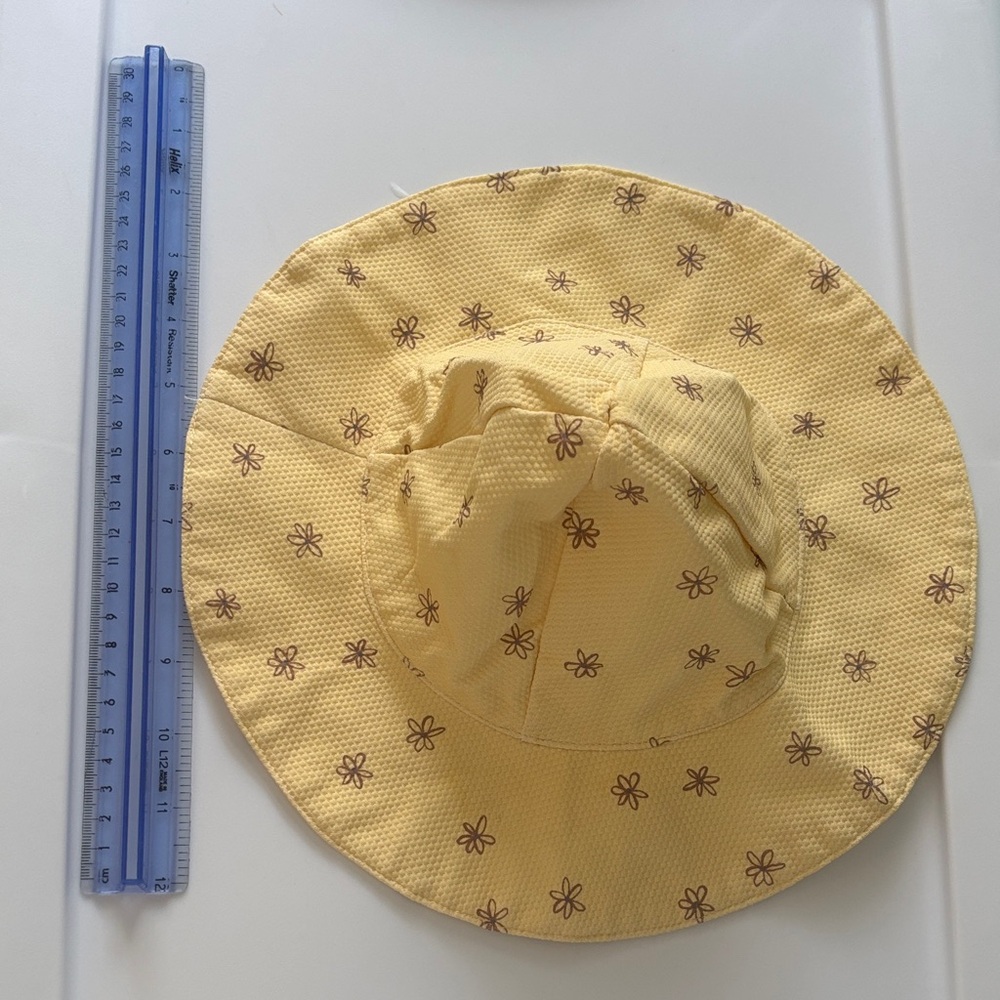 Quincy Mae Yellow Floral Kids Swim One Piece and Hat - Picture 6 of 6